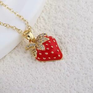 Gorgeous Red Strawberry Pendant Necklace For Women